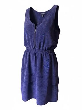 Charlie Jade Sleeveless Silky Zip-Front Mini Dress in WILD print with Zipper